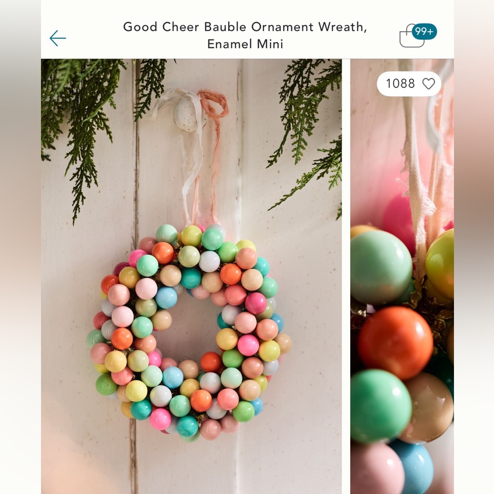 LAST ONE🔥Anthropologie Multicolor Bauble Wreath - Picture 3 of 8